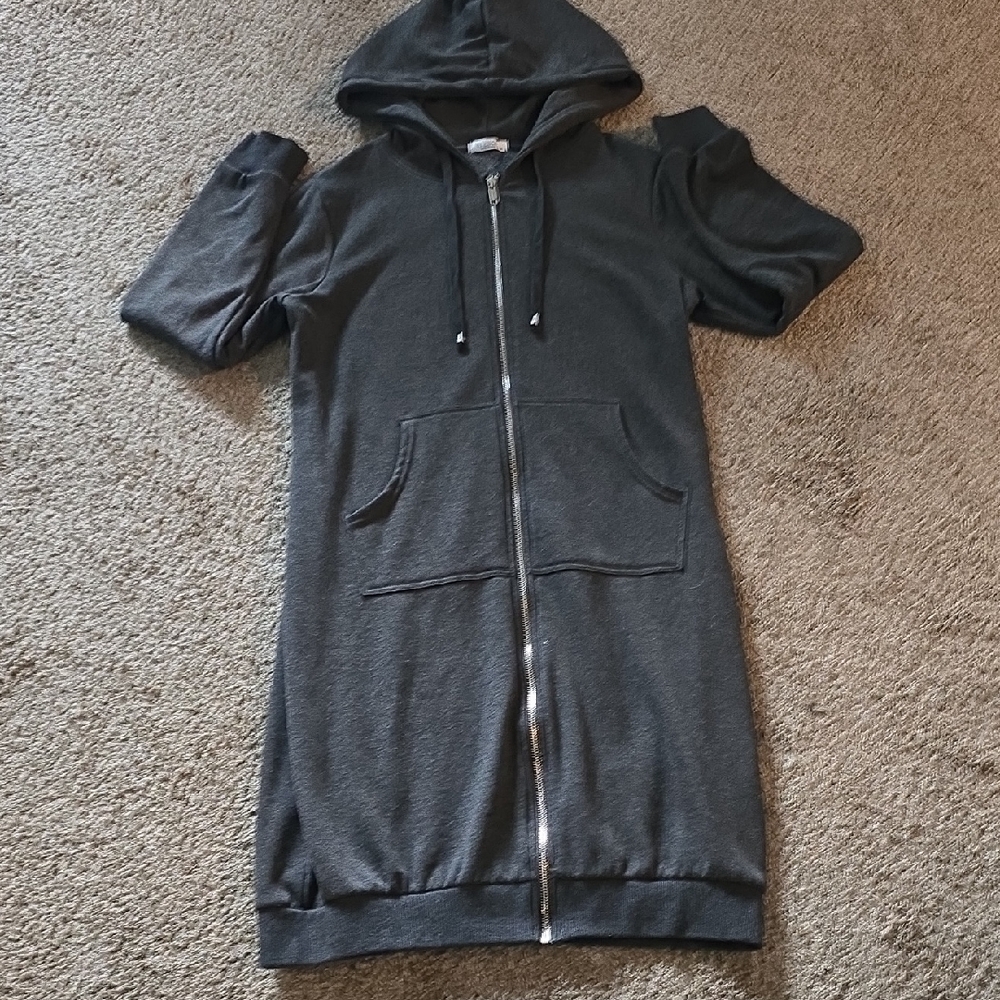 Amazon Basics Women's Charcoal Hooded Longline Jacket